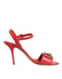 Dolce & Gabbana Red Ankle Strap Stiletto Heels Sandals Shoes